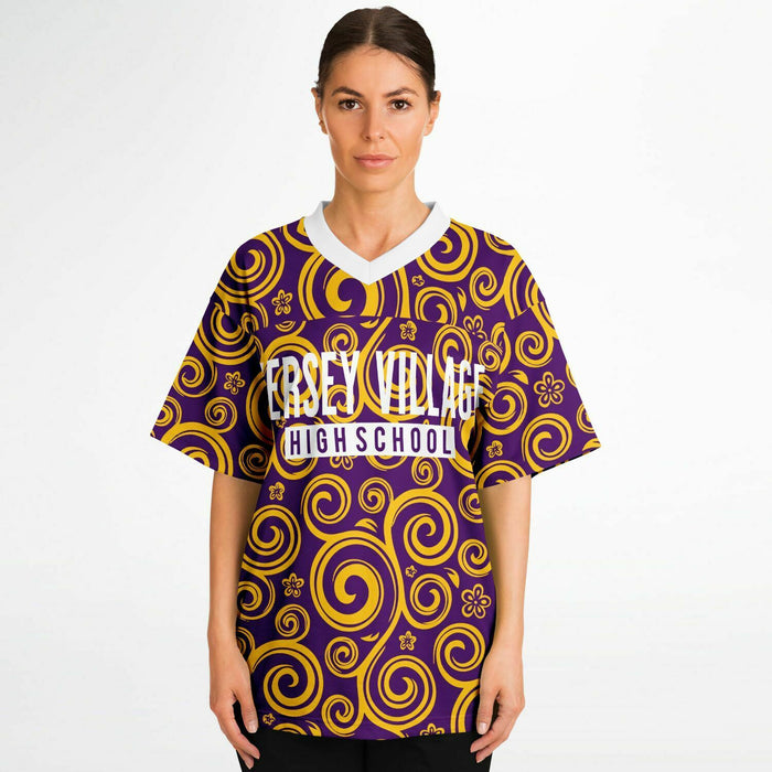 Women wearing Jersey Village Falcons football jersey