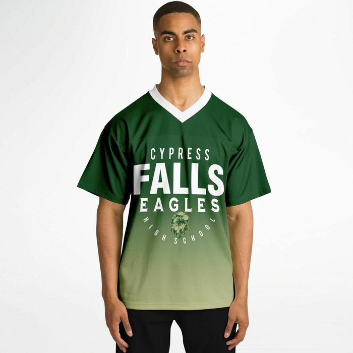 Black man wearing Cypress Falls Eagles football Jersey 05