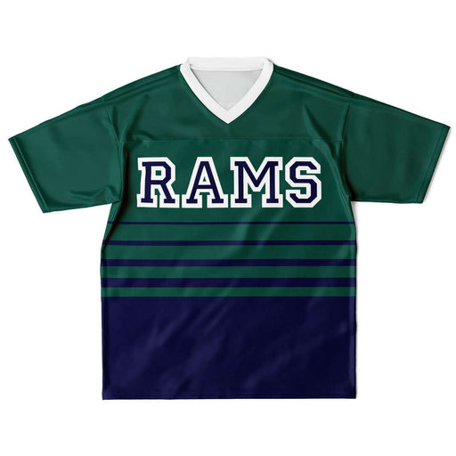 Cypress Ridge Rams football jersey laying flat - front 