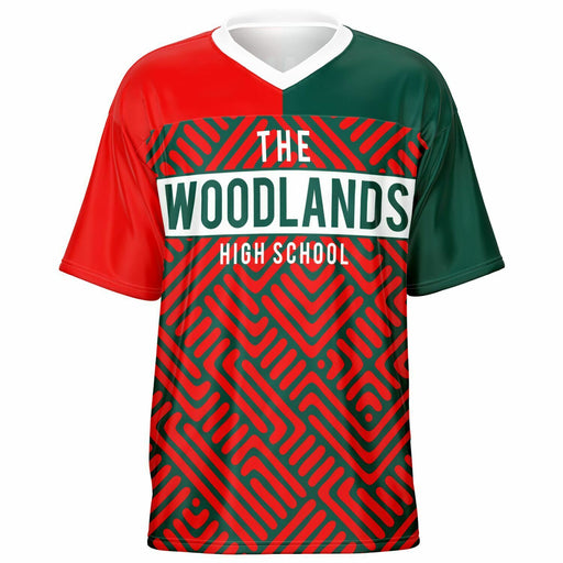 The Woodlands Highlanders High School football jersey -  ghost view - front