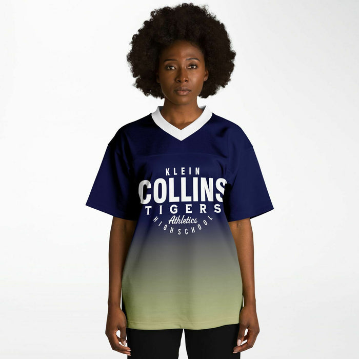 Black woman wearing Klein Collins Tigers football Jersey 05