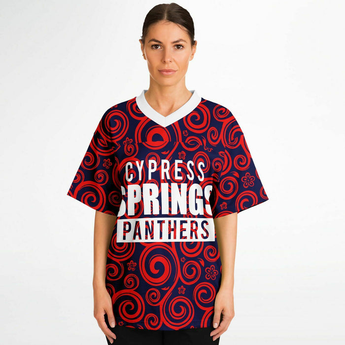 Women wearing Cypress Springs Panthers football jersey