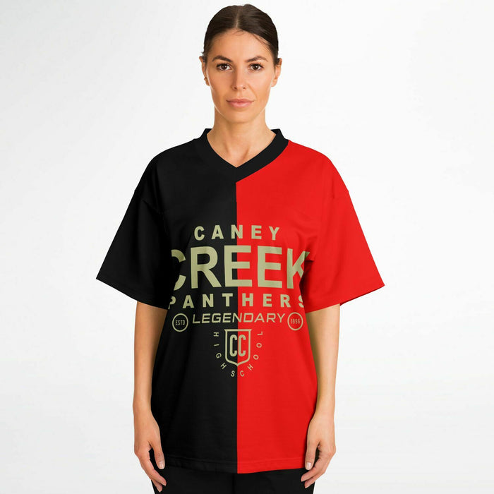 Women wearing Caney Creek Panthers football jersey 04