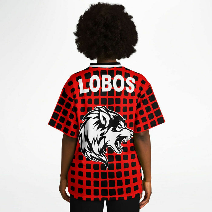 Women wearing Langham Creek Lobos football jersey