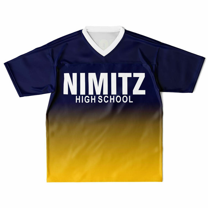 Nimitz Cougars High School football jersey laying flat - front 