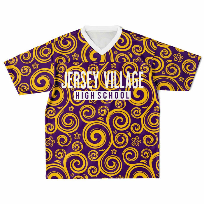 Jersey Village Falcons football jersey laying flat - front 