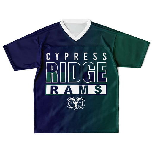 Cypress Ridge Rams football jersey laying flat - front 