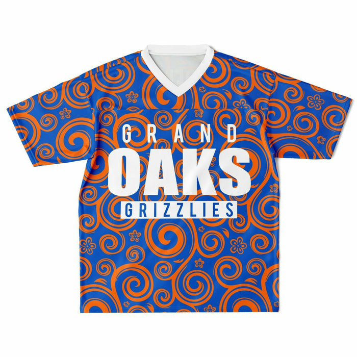 Grand Oaks Grizzlies football jersey laying flat - front 