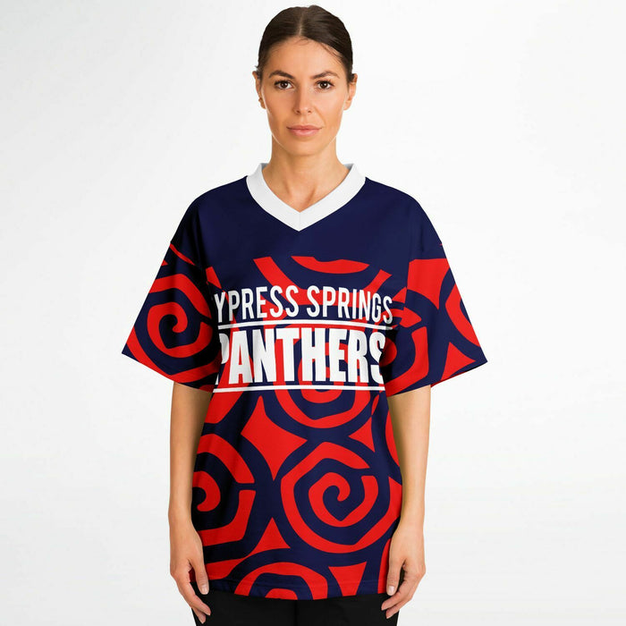 Women wearing Cypress Springs Panthers football jersey