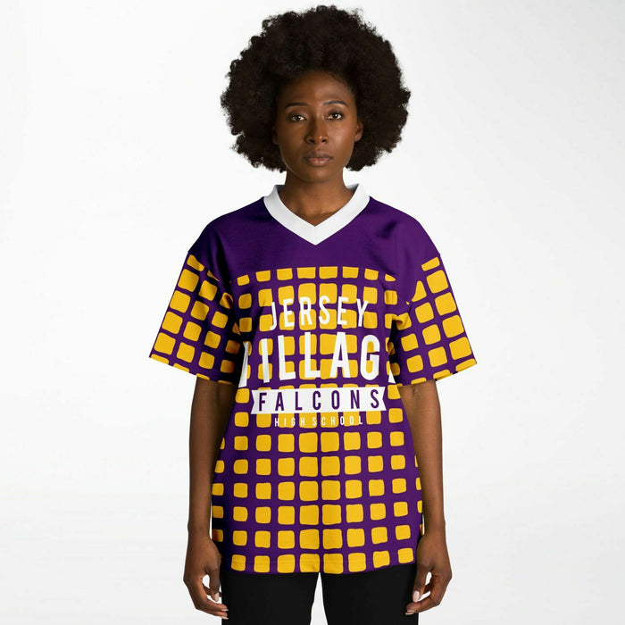 Black woman wearing Jersey Village Falcons football Jersey