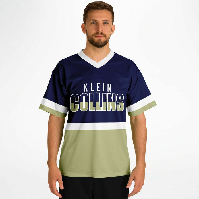 Man wearing Klein Collins Tigers football jersey 10