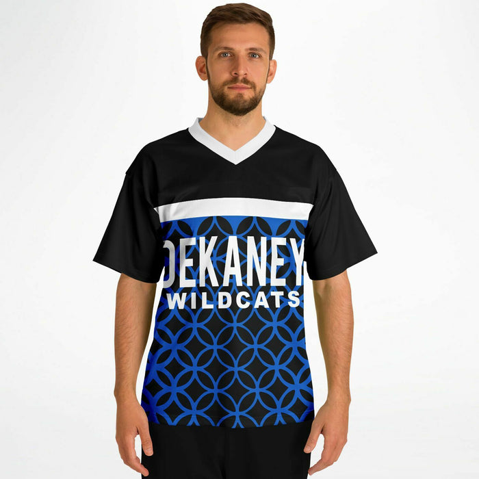 Man wearing Dekaney Wildcats football jersey