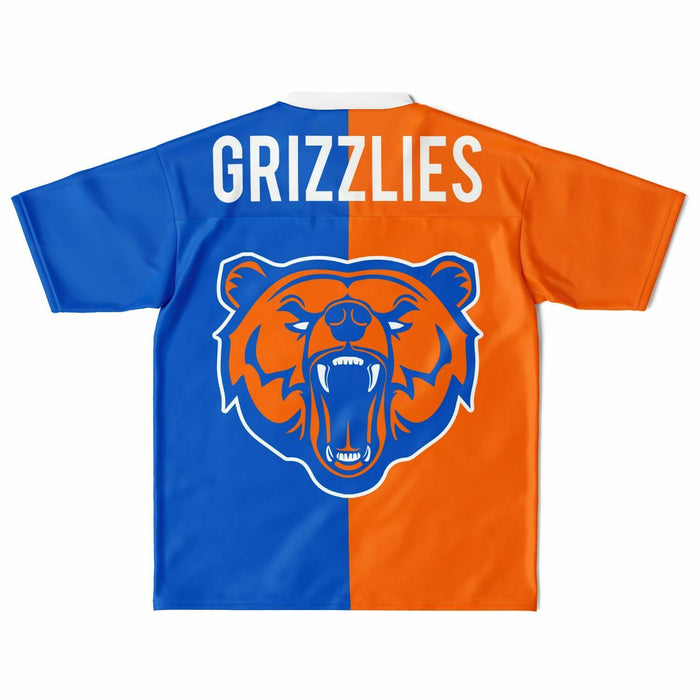 Grand Oaks Grizzlies football jersey laying flat - back