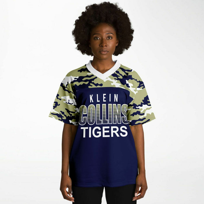 Black woman wearing Klein Collins Tigers football Jersey 08