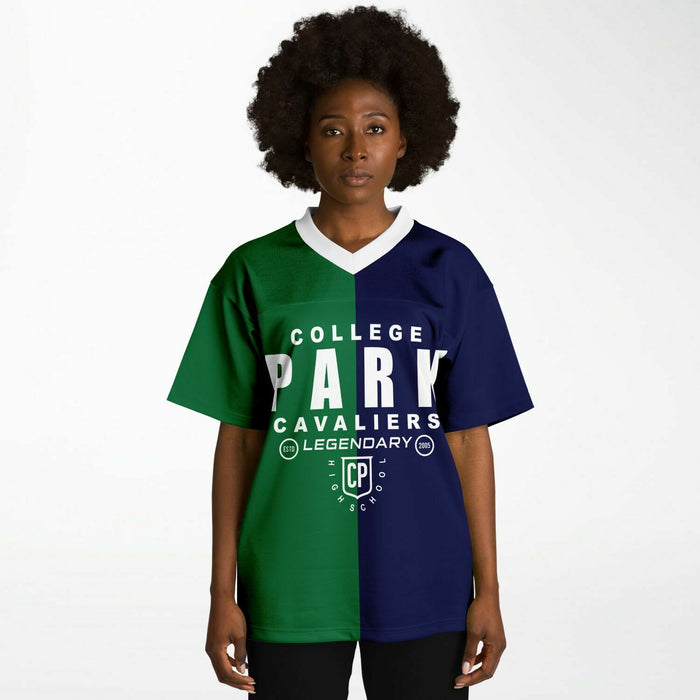 Black woman wearing College Park Cavaliers football Jersey 04