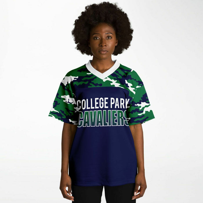 Black woman wearing College Park Cavaliers football Jersey 08