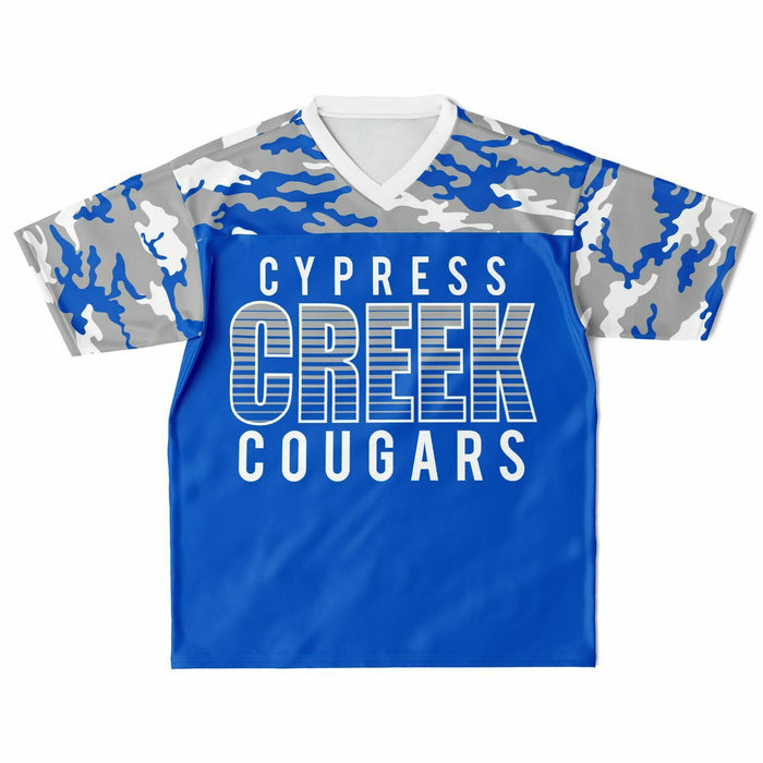 Cypress Creek Cougars football jersey laying flat - front 