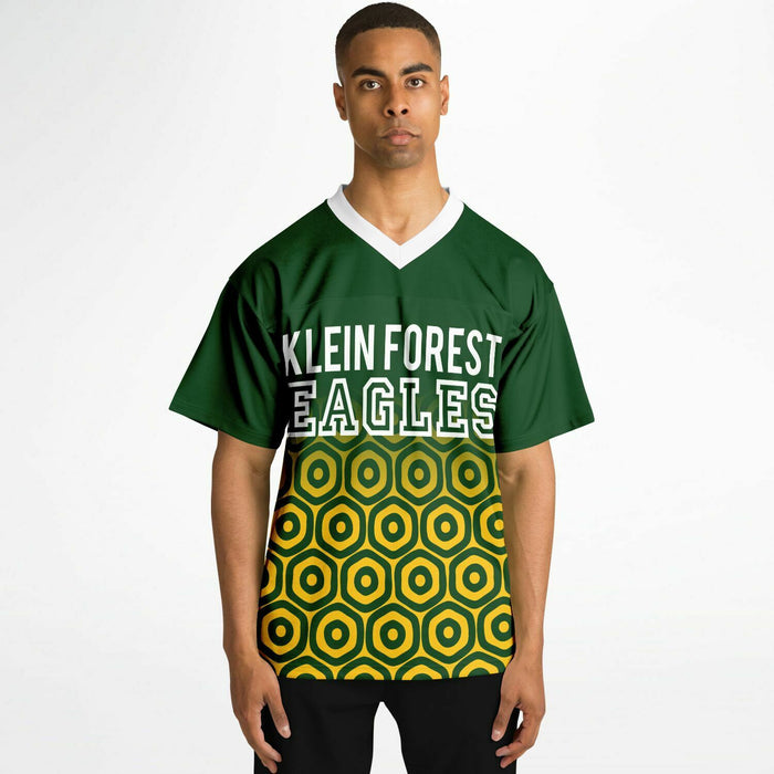 Black man wearing Klein Forest Eagles football Jersey