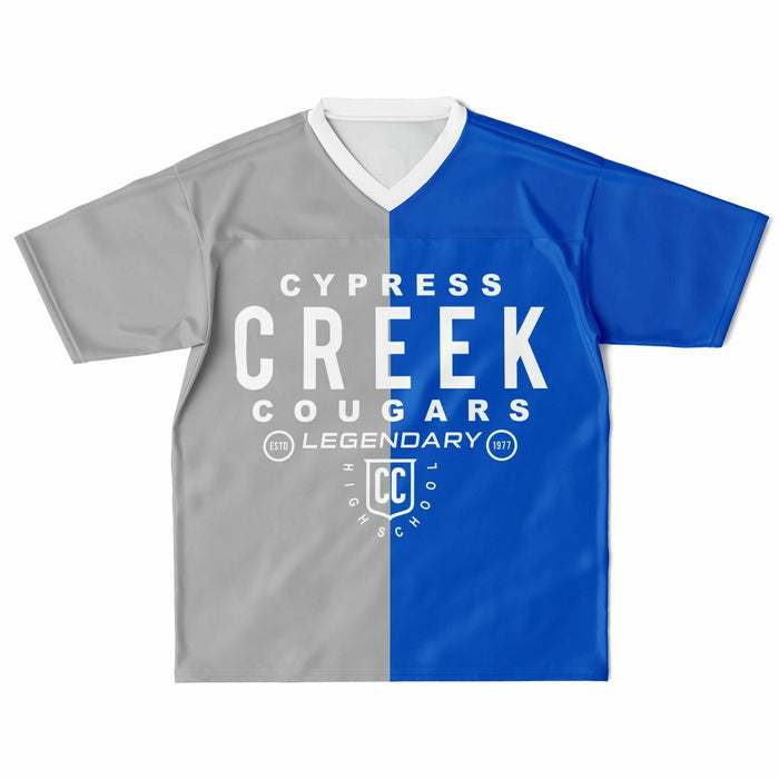 Cypress Creek Cougars football jersey laying flat - front 