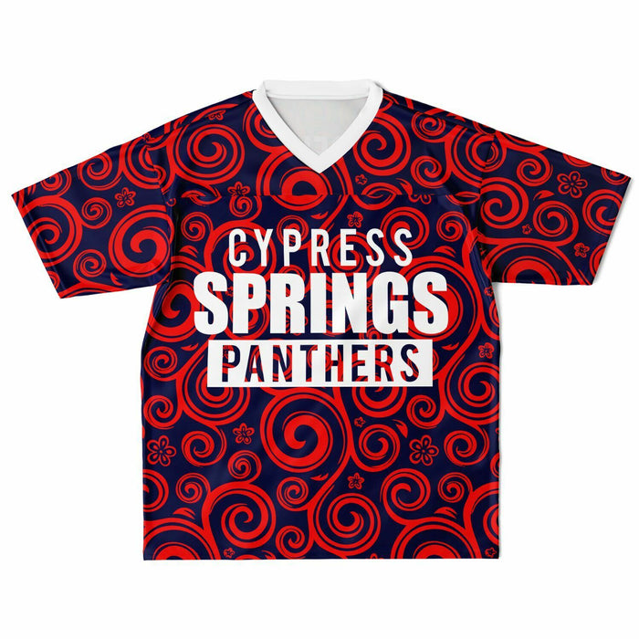 Cypress Springs Panthers football jersey laying flat - front 