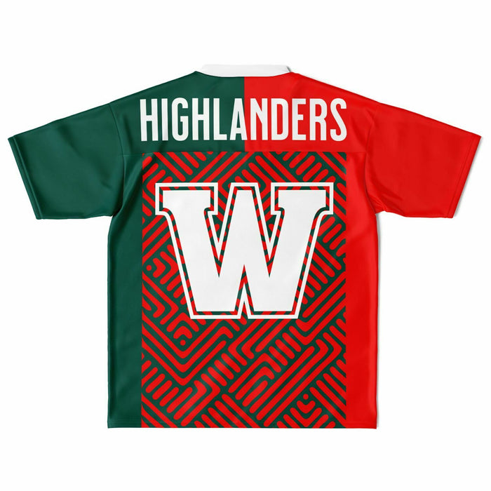 The Woodlands Highlanders High School football jersey laying flat - back