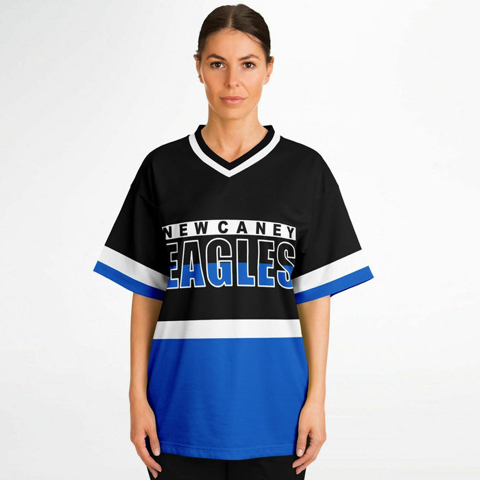 Women wearing New Caney Eagles football jersey 10