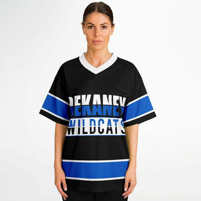 Women wearing Dekaney Wildcats football jersey