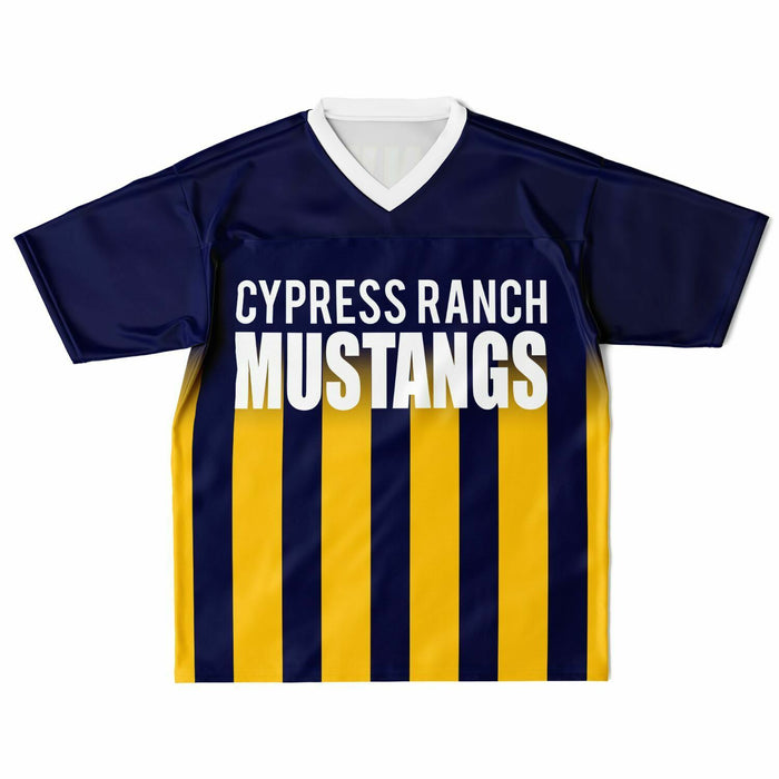 Cypress Ranch Mustangs football jersey laying flat - front 