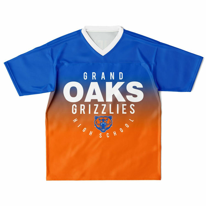 Grand Oaks Grizzlies football jersey laying flat - front 