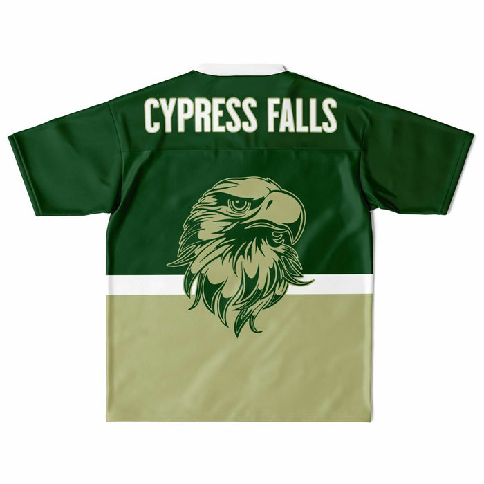 Cypress Falls Eagles football jersey laying flat - back 10