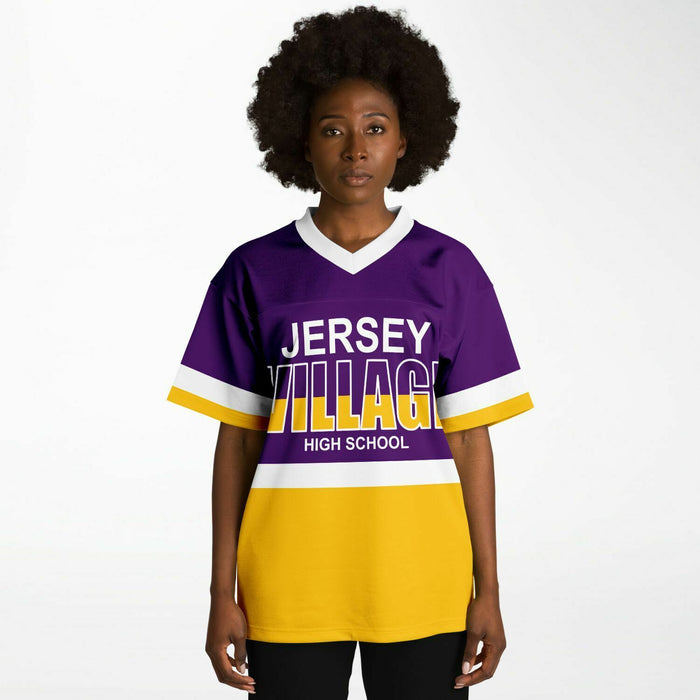 Black woman wearing Jersey Village Falcons football Jersey