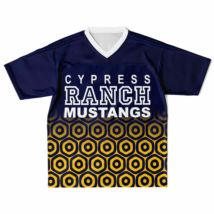 Cypress Ranch Mustangs football jersey laying flat - front 