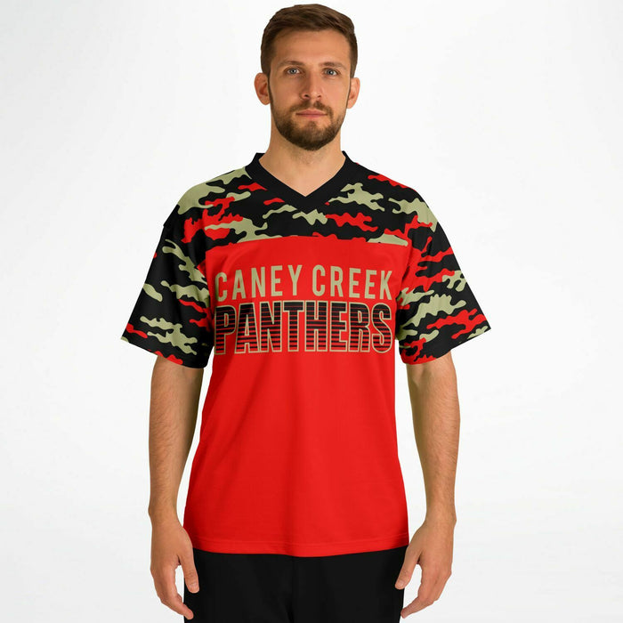 Man wearing Caney Creek Panthers football jersey 08