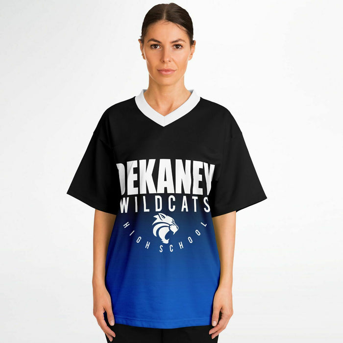 Women wearing Dekaney Wildcats football jersey