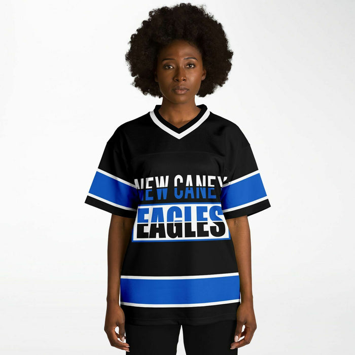 Black woman wearing New Caney Eagles football Jersey 13