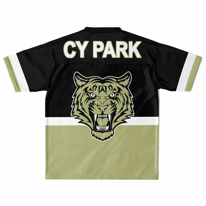 Cypress Park Tigers football jersey laying flat - back 10