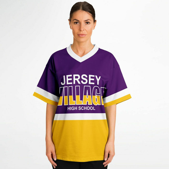 Women wearing Jersey Village Falcons football jersey