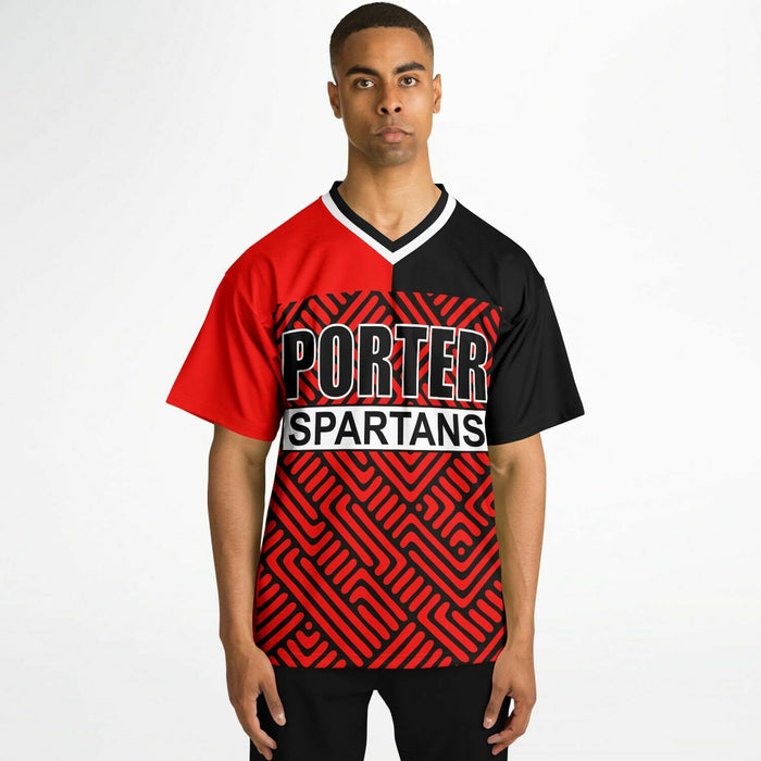 Black man wearing Porter Spartans High School football Jersey