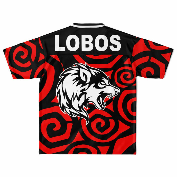 Langham Creek Lobos football jersey laying flat - back