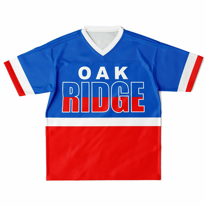 Oak Ridge War Eagles High School football jersey laying flat - front 