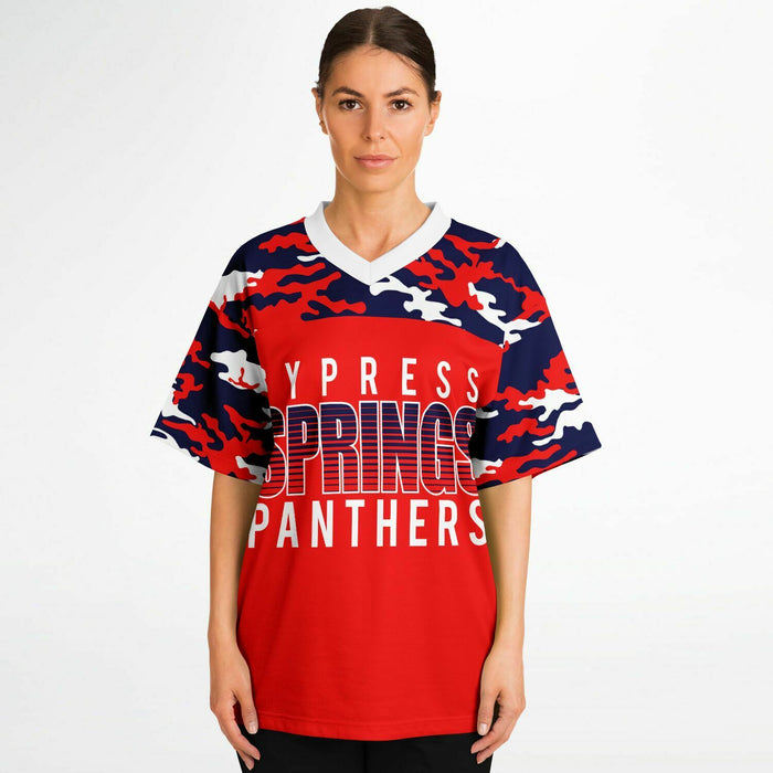 Women wearing Cypress Springs Panthers football jersey