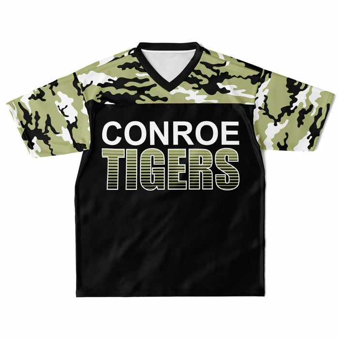 Conroe Tigers football jersey laying flat - front  08