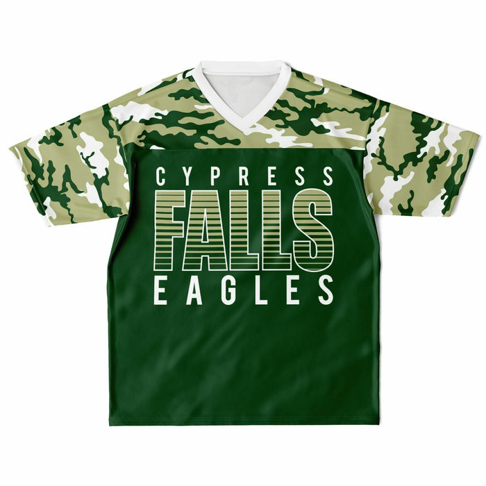 Cypress Falls Eagles football jersey laying flat - front  08