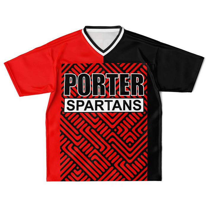 Porter Spartans High School football jersey laying flat - front 