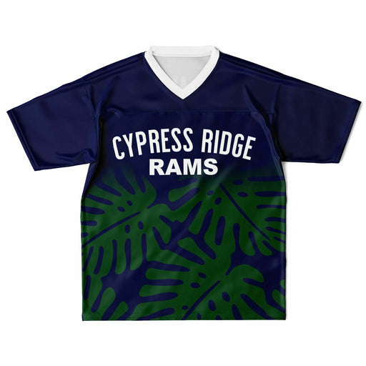 Cypress Ridge Rams football jersey laying flat - front 