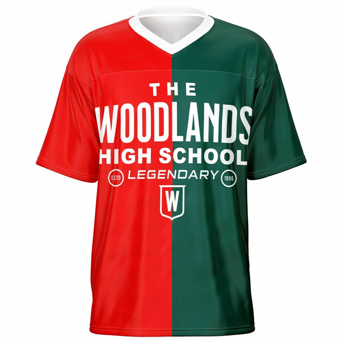 The Woodlands Highlanders High School football jersey -  ghost view - front