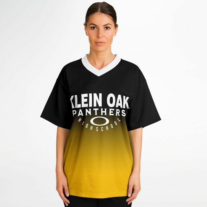 Women wearing Klein Oak Panthers football jersey