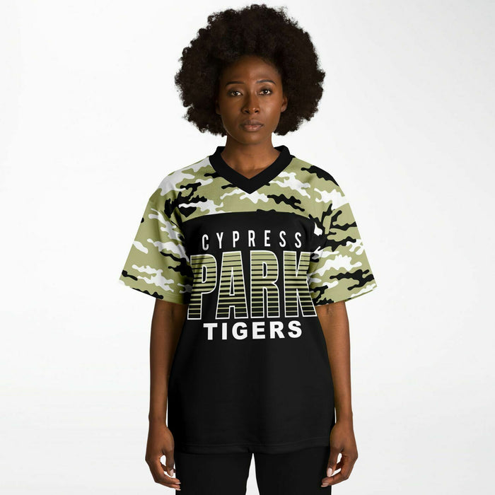 Black woman wearing Cypress Park Tigers football Jersey 08