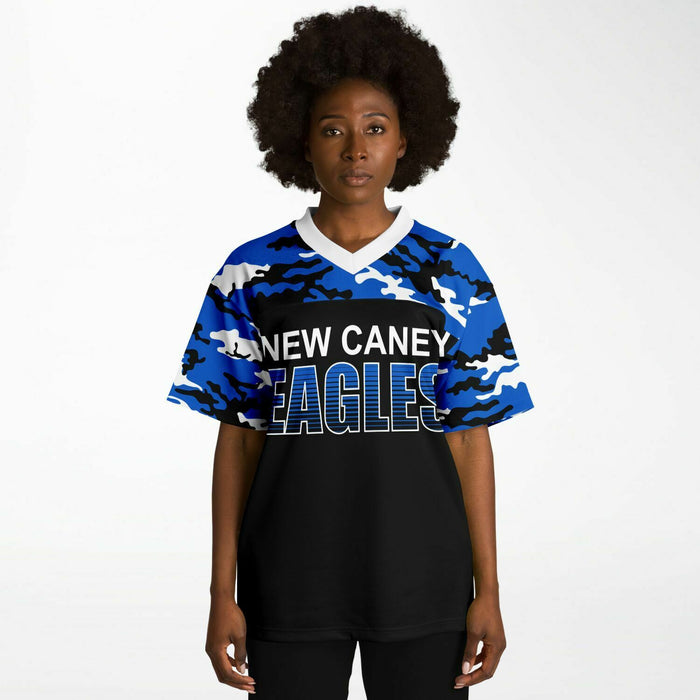 Black woman wearing New Caney Eagles football Jersey 08