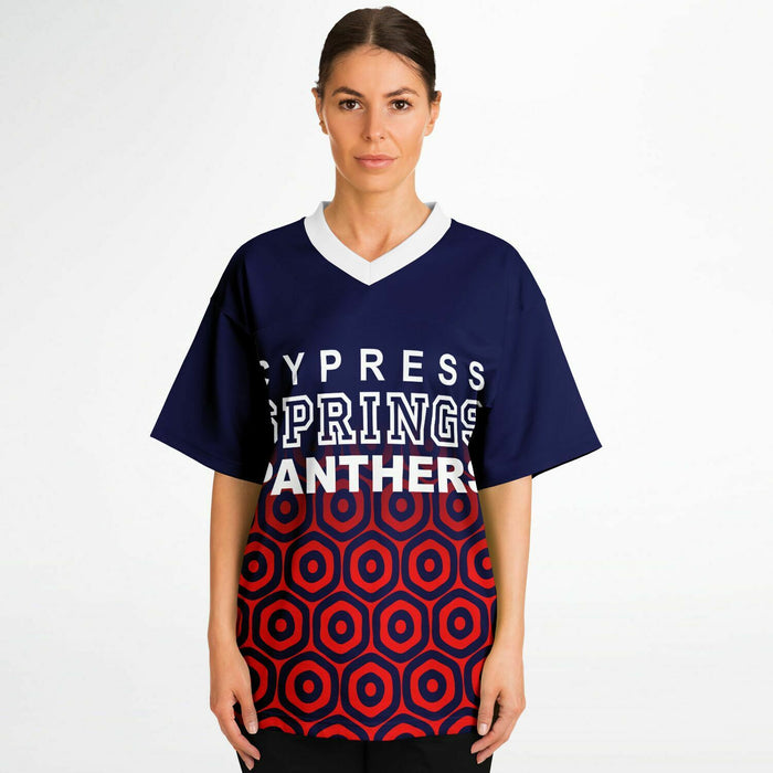 Women wearing Cypress Springs Panthers football jersey